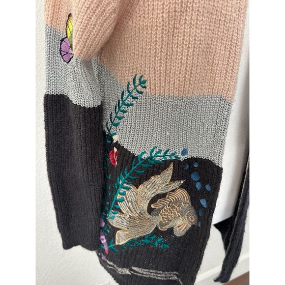 Anthropologie HWR Monogram Winged Patchwork Cardigan Size XS - Picture 5 of 13